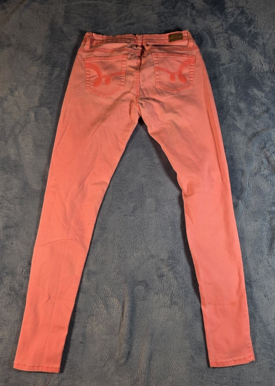 Reign Women’s Size 7 Coral Pink Skinny Jeans Low Rise Stretch Denim Y2K